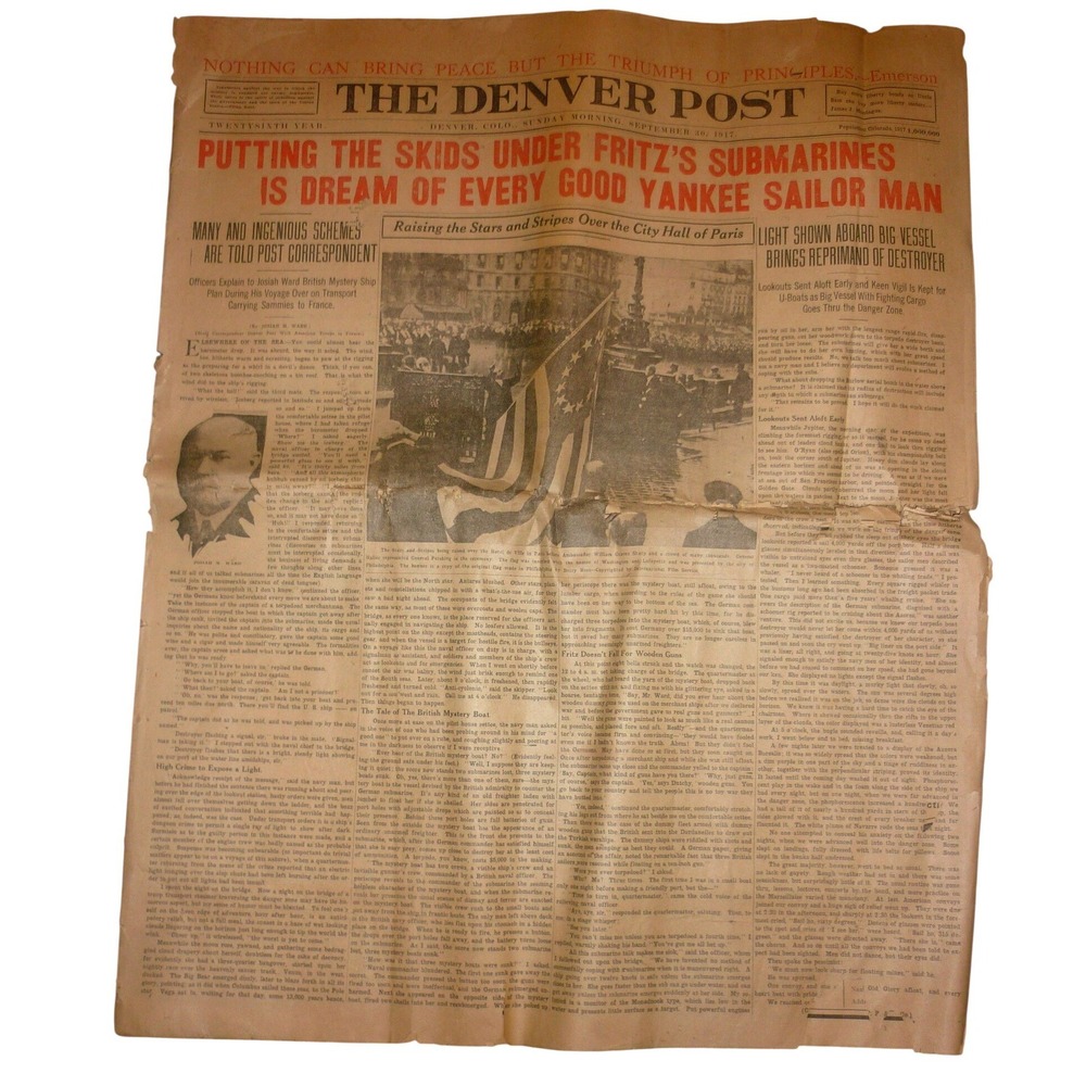 Vintage 1917 The Denver Post Sunday Newspaper Wyoming Oil Boom Mining WWI‎ Issue